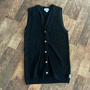 Pierre Cardin Vintage Knitted Long Button Down Sleeveless Cardigan
